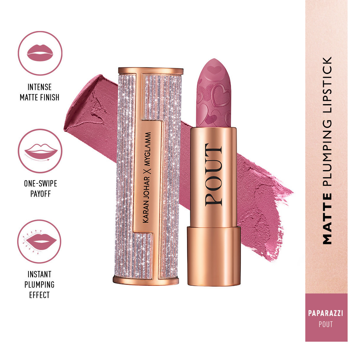 MyGlamm Pout By Karan Johar Intense Matte Plumping Lipstick - Paparazzi Pout | Grocsy