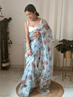 Vamsee Aarushi Mix Color Organza Saree | Grocsy