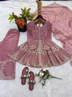 Teeya Creation New Womens Trendy Embroidery Sequence Work Pink Kurta Set | Grocsy