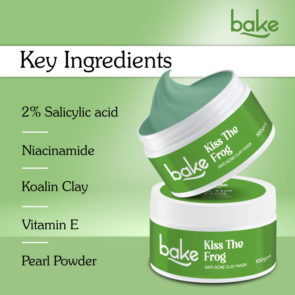 Bake Kiss The Frog Anti Acne Clay Mask With 2% Salicylic Acid & Niacinamide | Grocsy