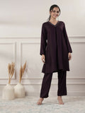 Joban Fashion Women's Rayon Wine V-Neck Co-Ord Set With Pant | Grocsy