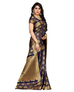 Mimosa Women's Kanchipuram Silk Navy Blue Saree | Grocsy