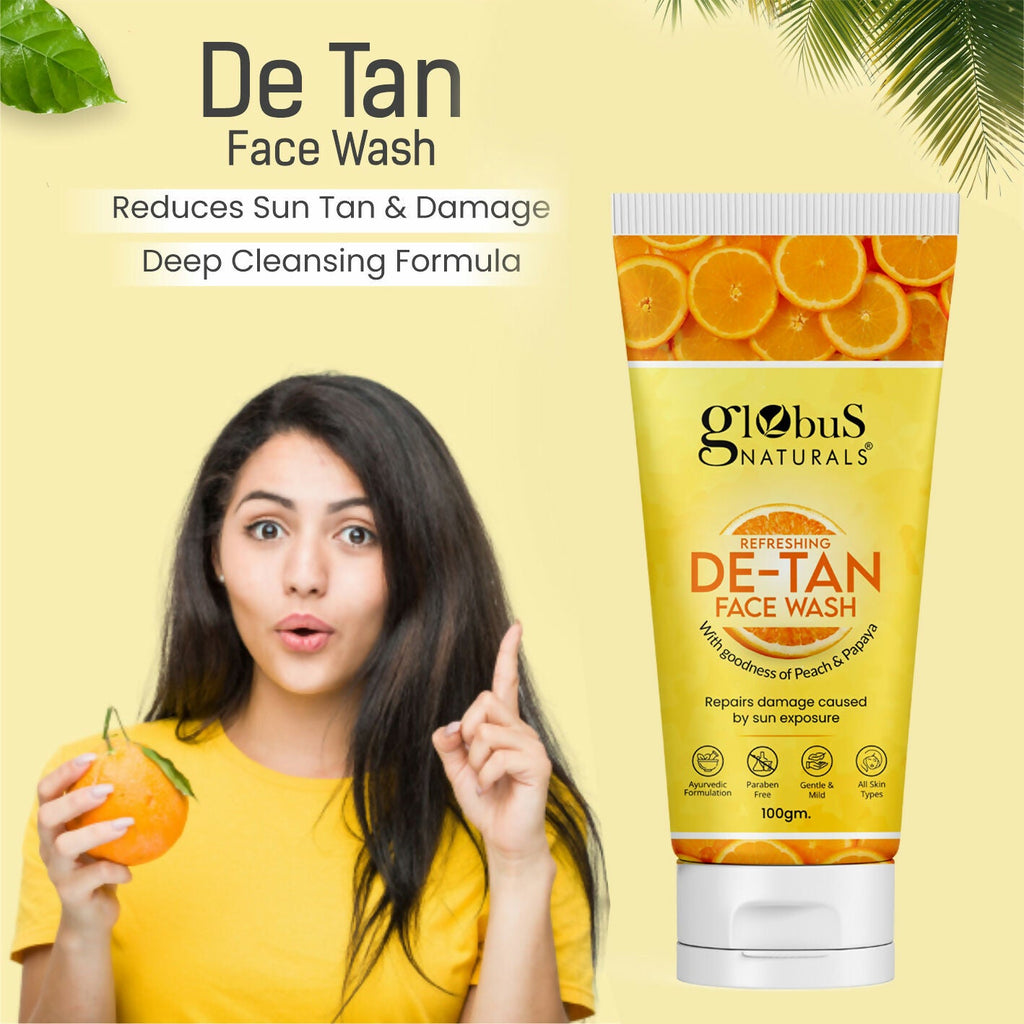 Globus Naturals De Tan Face Wash, Suitable For All Skin Types | Grocsy