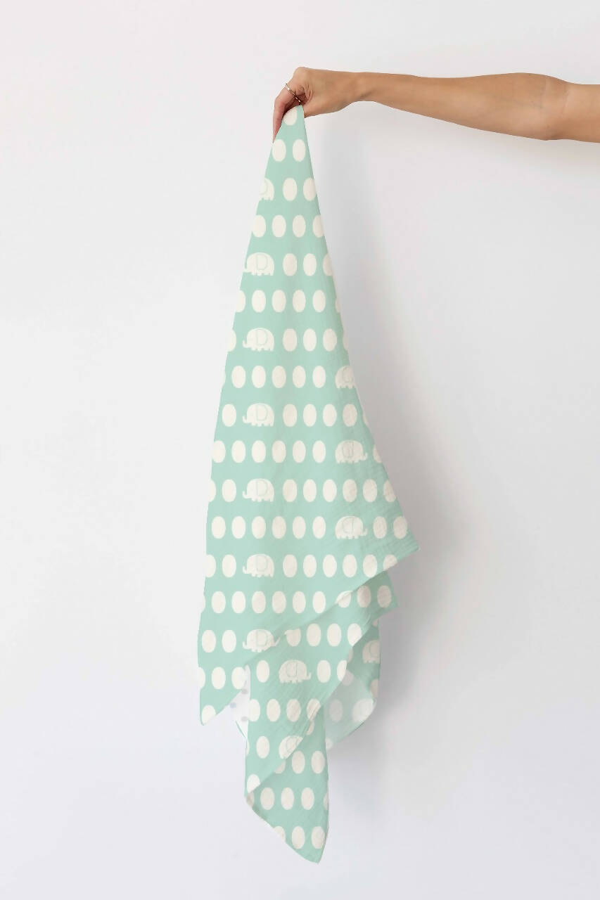 Kindermum Organic Cotton Muslin Swaddle Blanket 100 Cm X 100 Cm - Set Of 2 - Pista And Lemon | Grocsy