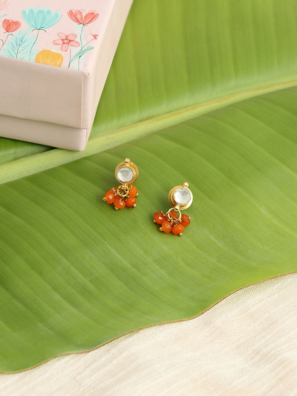 Ruby Raang Kesar Phool Earrings | Grocsy