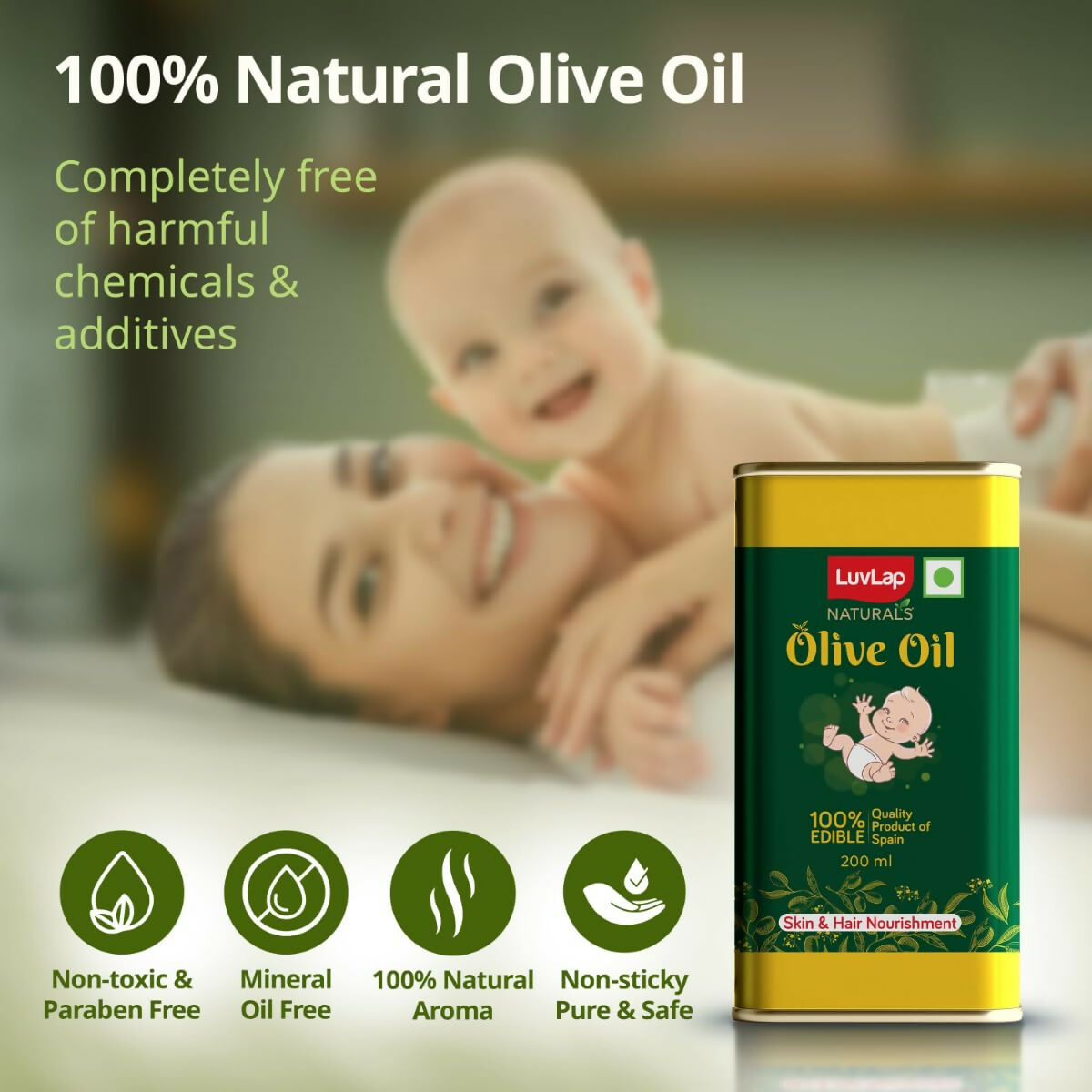 LuvLap Naturals Baby Body Massage Olive Oil for New Born | Grocsy