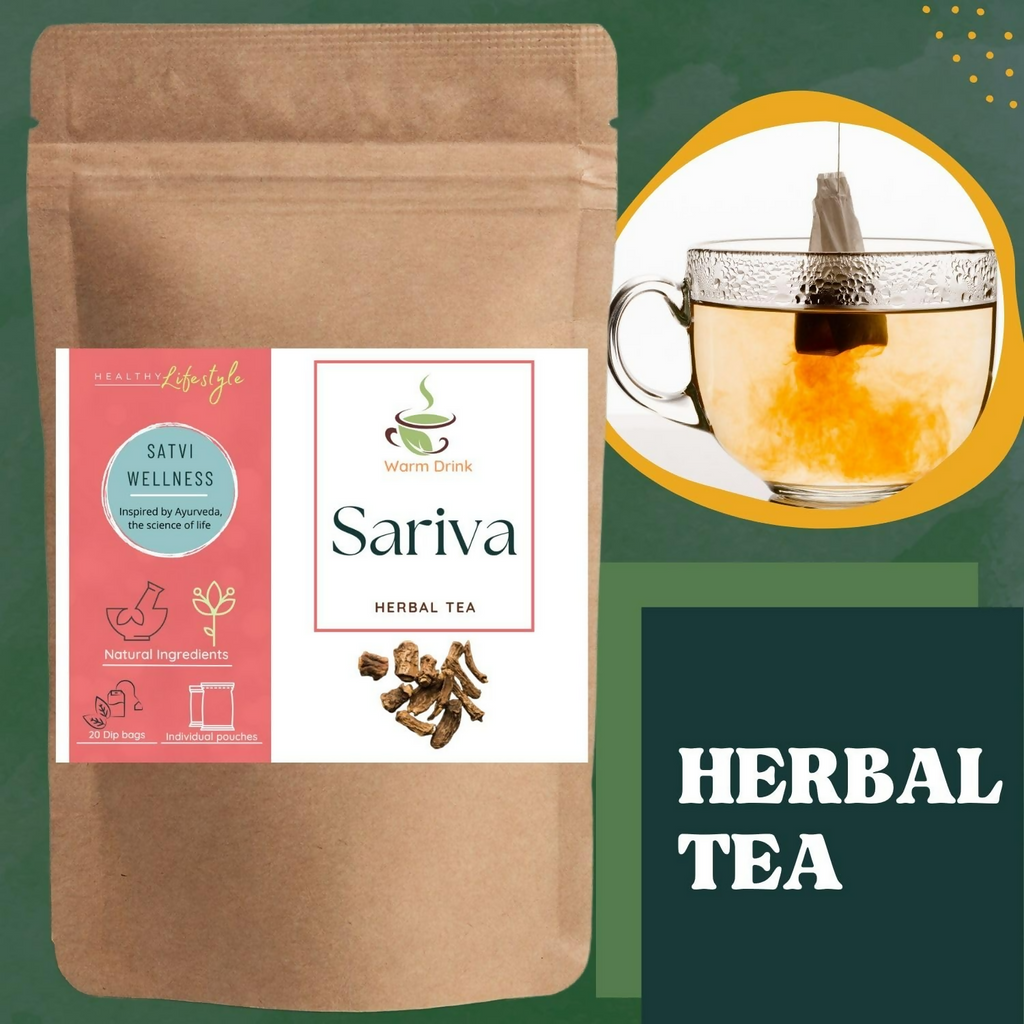 Satvi Wellness Sariva Tea Ananthamool Sariba Herbal Tea Bags | Herbal Tea | Grocsy