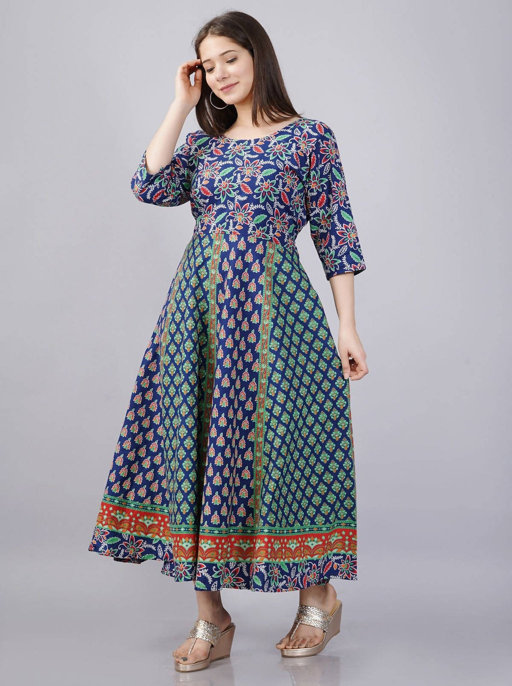 Vamika Multicolor Cotton Printed Party/Casual Wear Kurti (GAM27K) | Grocsy