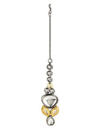 Gold-Polished White Kundan-Studded Maang Tikka - Ruby Raang | Grocsy