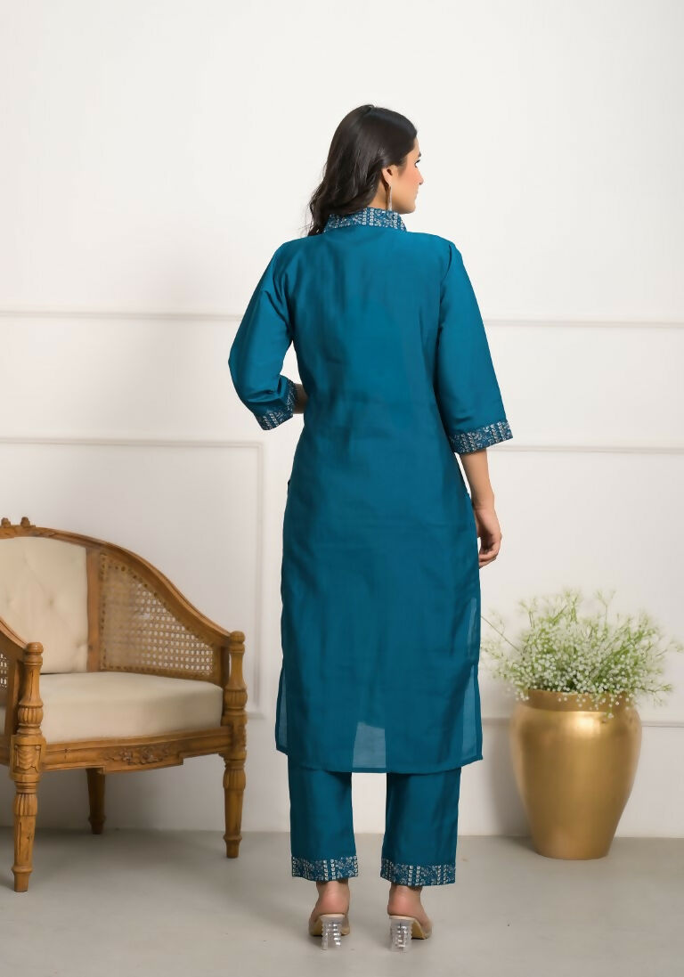 Festive Wear Ethnic Rama Viscose chanderi Stitched Suit With Dupatta - Nisha | Grocsy