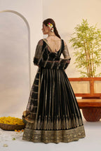 Aastha Fashion Black Butterfly Net Zari Work And Cotton Thread Work And Sequence Work Embroidery Wedding Wear Lehenga Choli | Grocsy