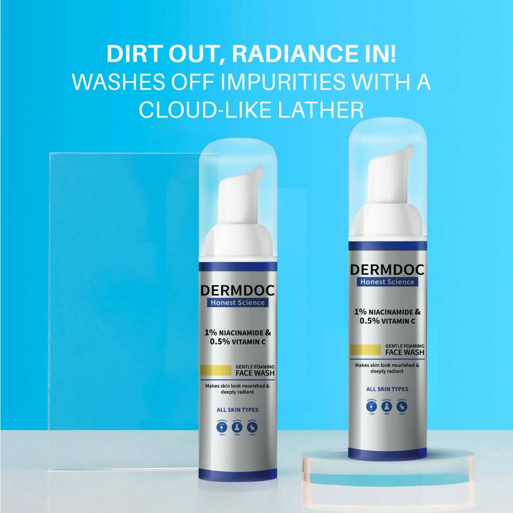 Dermdoc 1% Niacinamide & 0.5% Vitamin C Gentle Foaming Face Wash | Grocsy