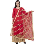 A R Silk Net Gota Emb. Fancy Dupatta Color Red Dupatta or Chunni | Grocsy