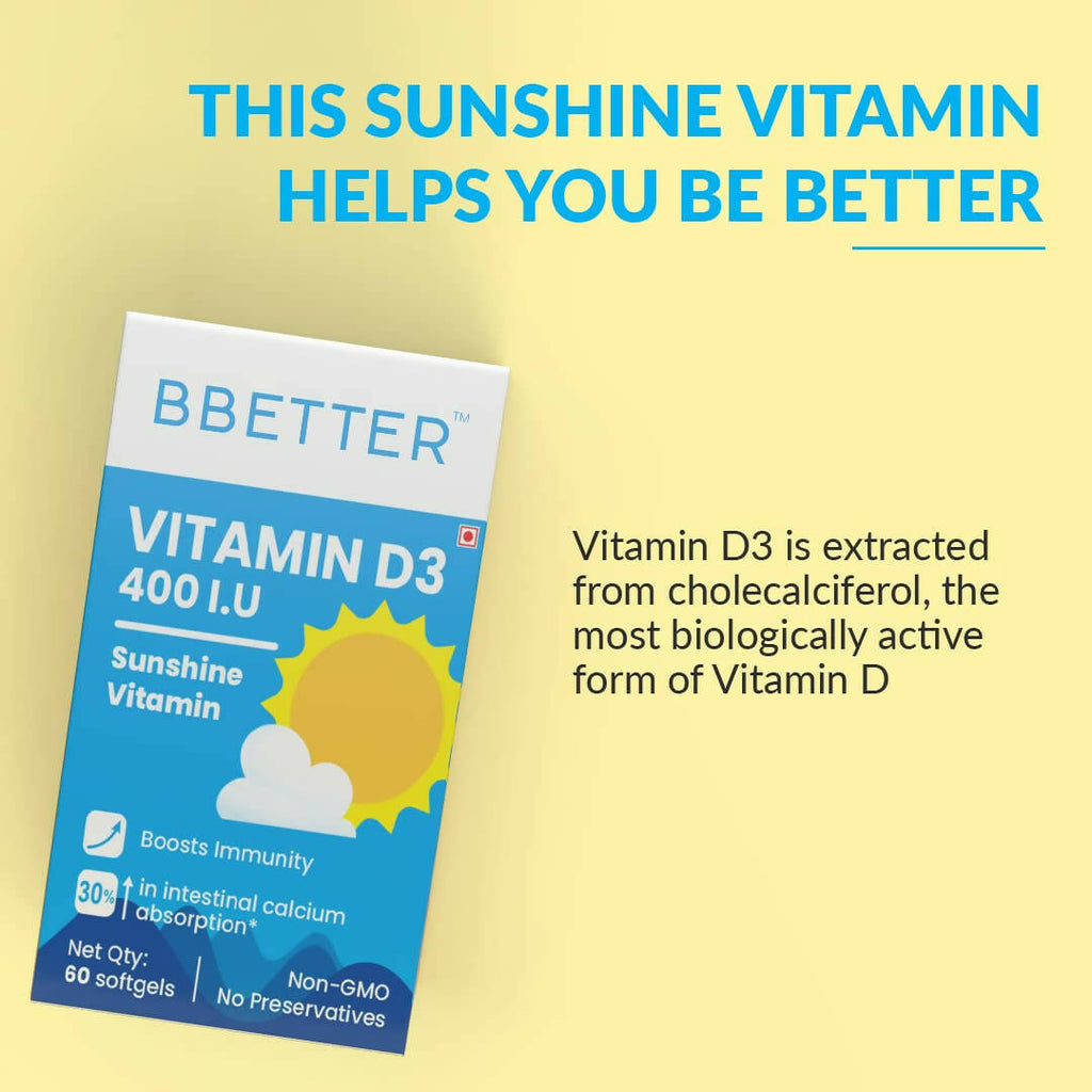 BBETTER Vitamin D3 400 IU Capsules | Grocsy