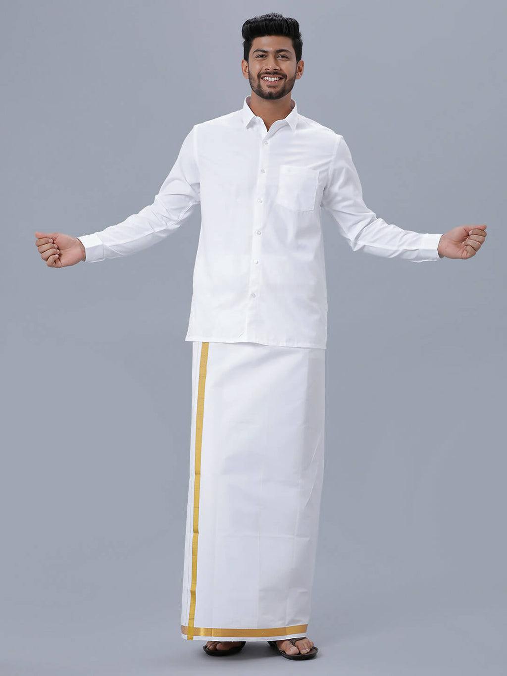 Ramraj Cotton Mens Full Sleeve Formal Poly cotton White Shirt | Grocsy