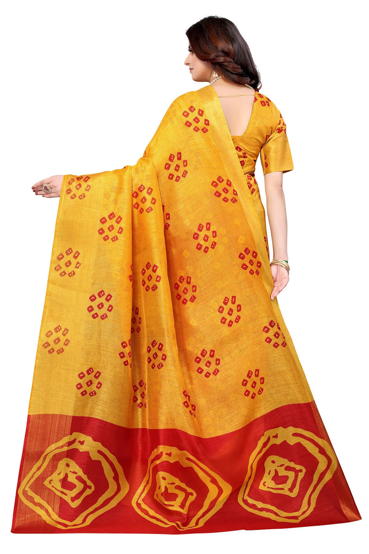 Vamika Ethnic Fire Red Jari Border Linen Saree | Grocsy