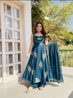 Teeya Creation New Womens Trendy Embroidery Sequence Work Blue Kurta Set | Grocsy