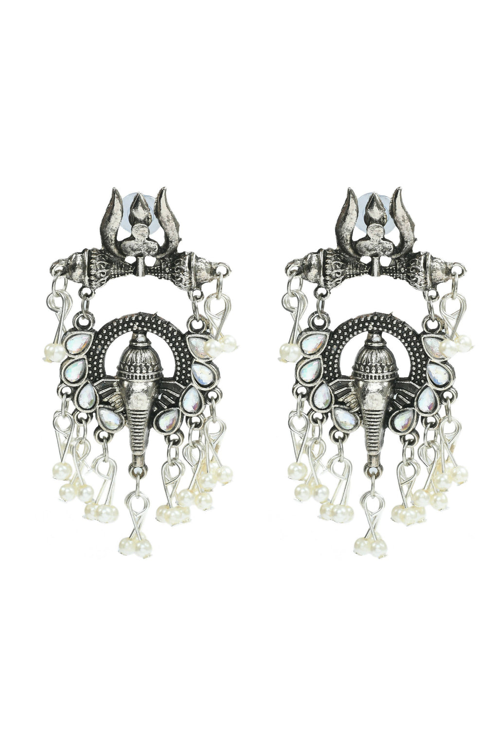 Mominos Fashion Johar Kamal Oxidised Silver-Plated Ganesha Design Necklace Choker Set | Grocsy