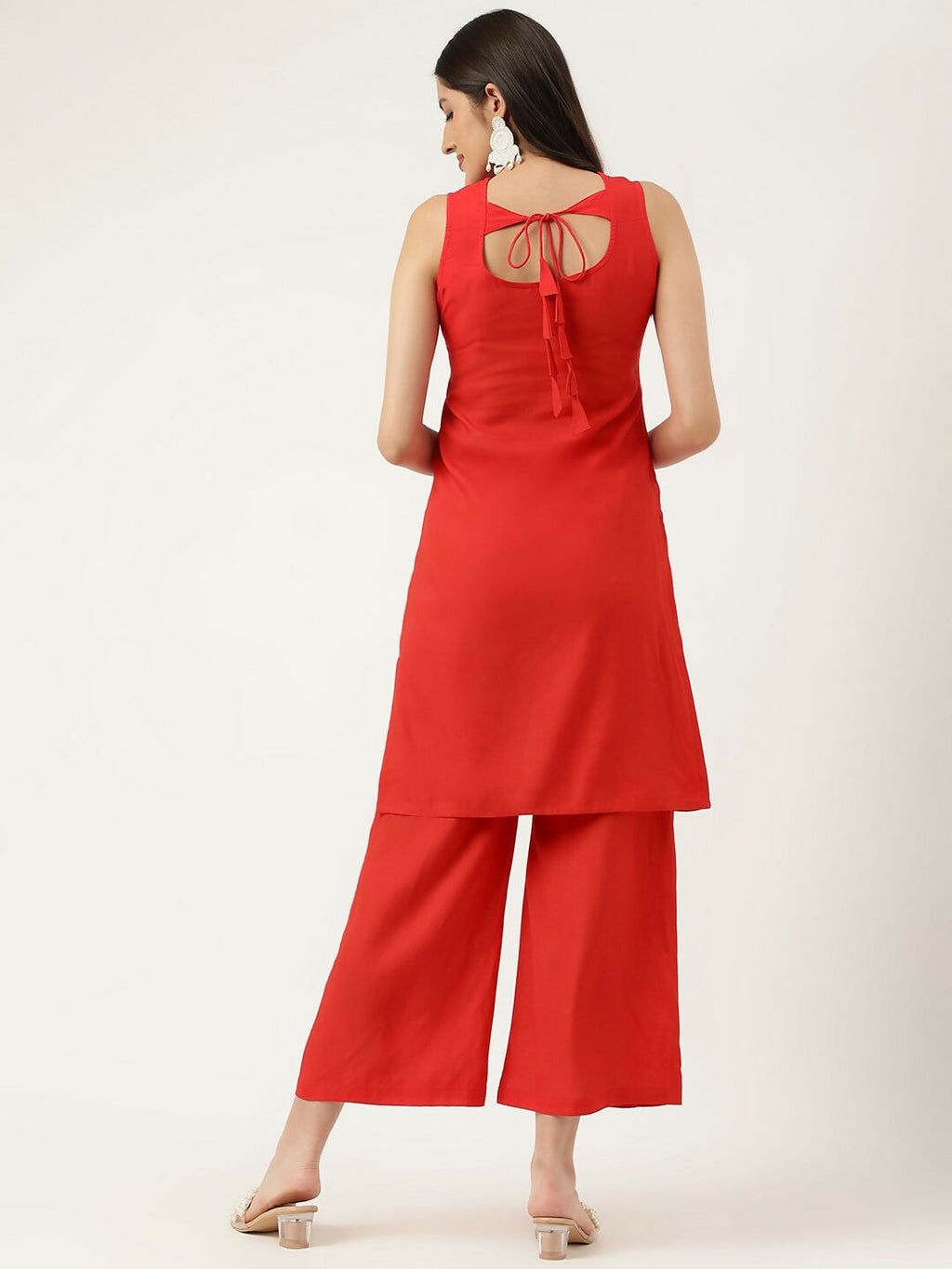 Joban Fashion Red Rayon and Embroidered Work Straight Kurta Bottom Set | Grocsy