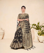 Black Viscose Weaving Designer Saree - Vandini | Grocsy