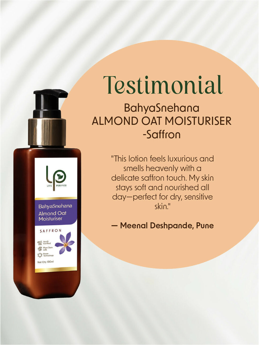 Life Purified Bahyasnehana Almond Oat Moisturiser - Body Lotion - Saffron | Grocsy