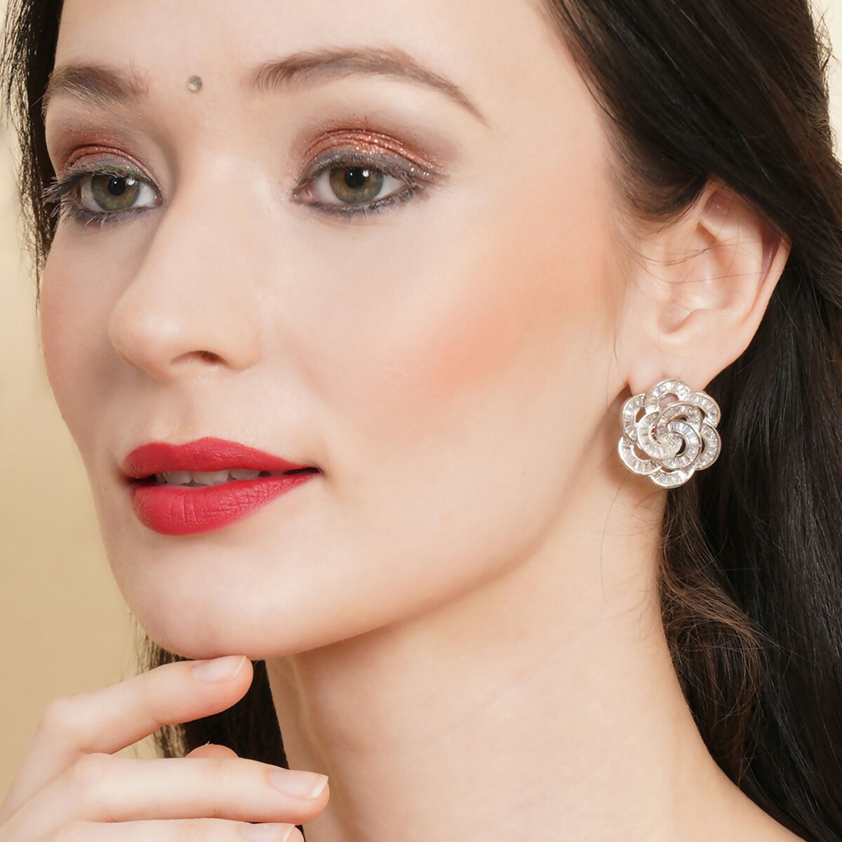 Flower Diamond Earrings- Ruby Raang | Grocsy