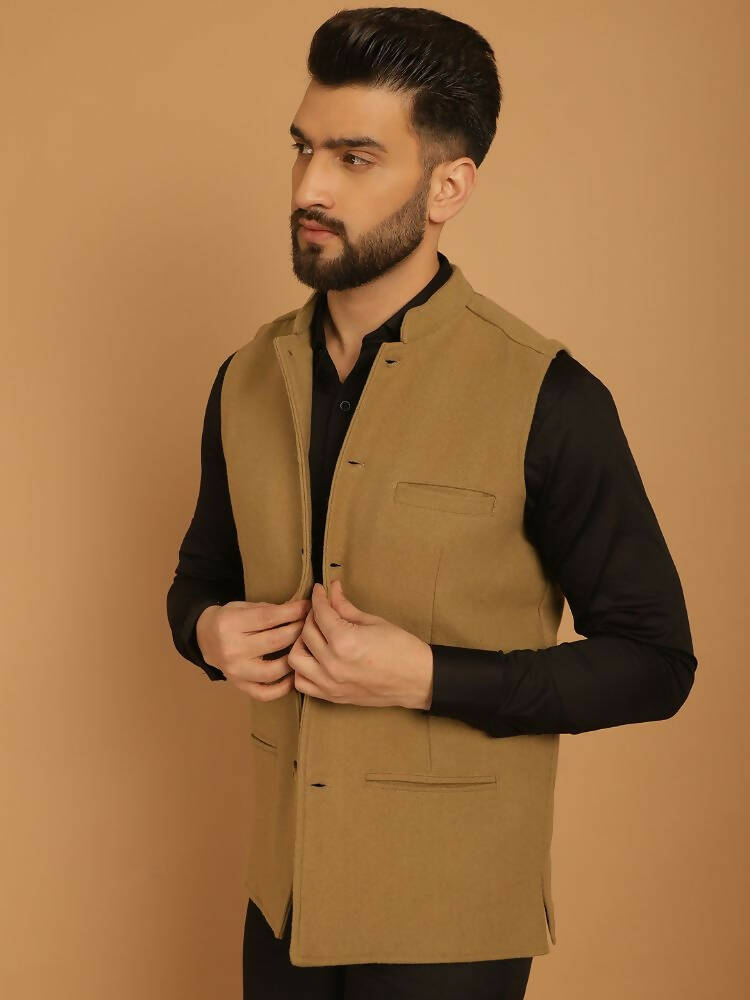 Even Apparels Pure Wool Nehru Jacket - Beige | Grocsy