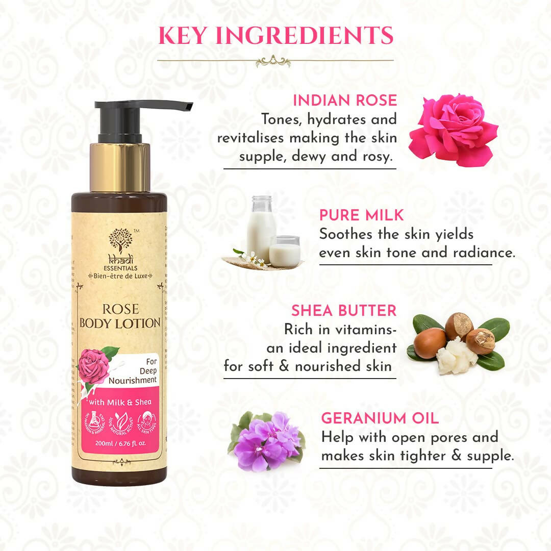 Khadi Essentials Rose Body Lotion | Grocsy