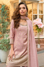 Anaita Peach Viscose Silk Readymade Palazzo Suit with Embroidery Work | Grocsy