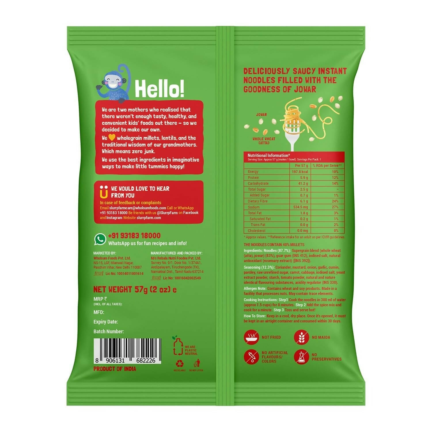 Slurrp Farm No Maida Instant Millet Noodles Combo | Grocsy
