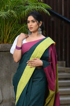 Beatitude Green Cotton Handloom Saree | Grocsy