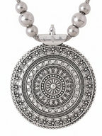 NVR Women Round Mandaliya Silver Plated Necklace | Grocsy