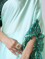 Vastranavya Electric Blue Mandalaa Print Freehand Ready to Wear Saree | Grocsy