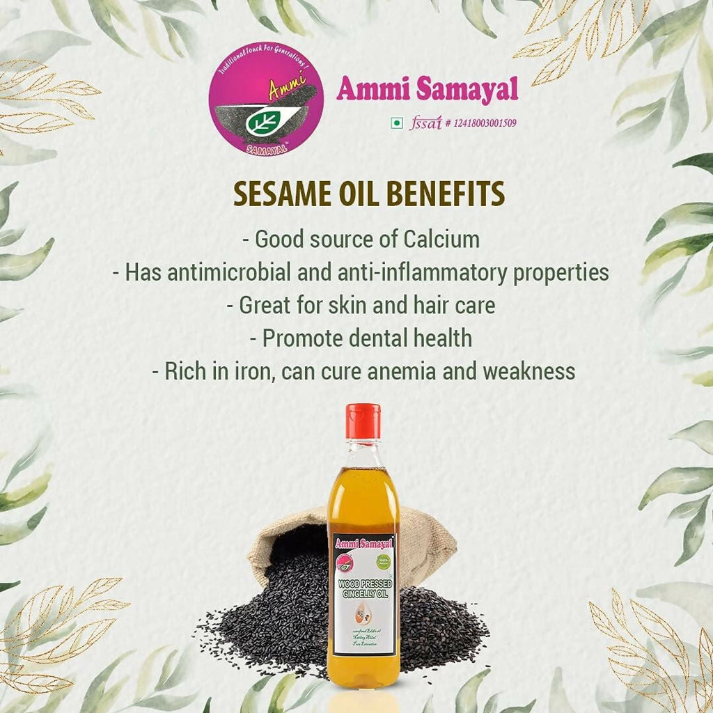 Ammi Samayal Wood Pressed Sesame Gingelly Oil for Cooking | Grocsy