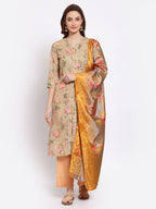 Myshka Women's Multi Solid Cotton Blend 3/4 Sleeve Round Neck Casual Kurta Pant Dupatta Set | Grocsy