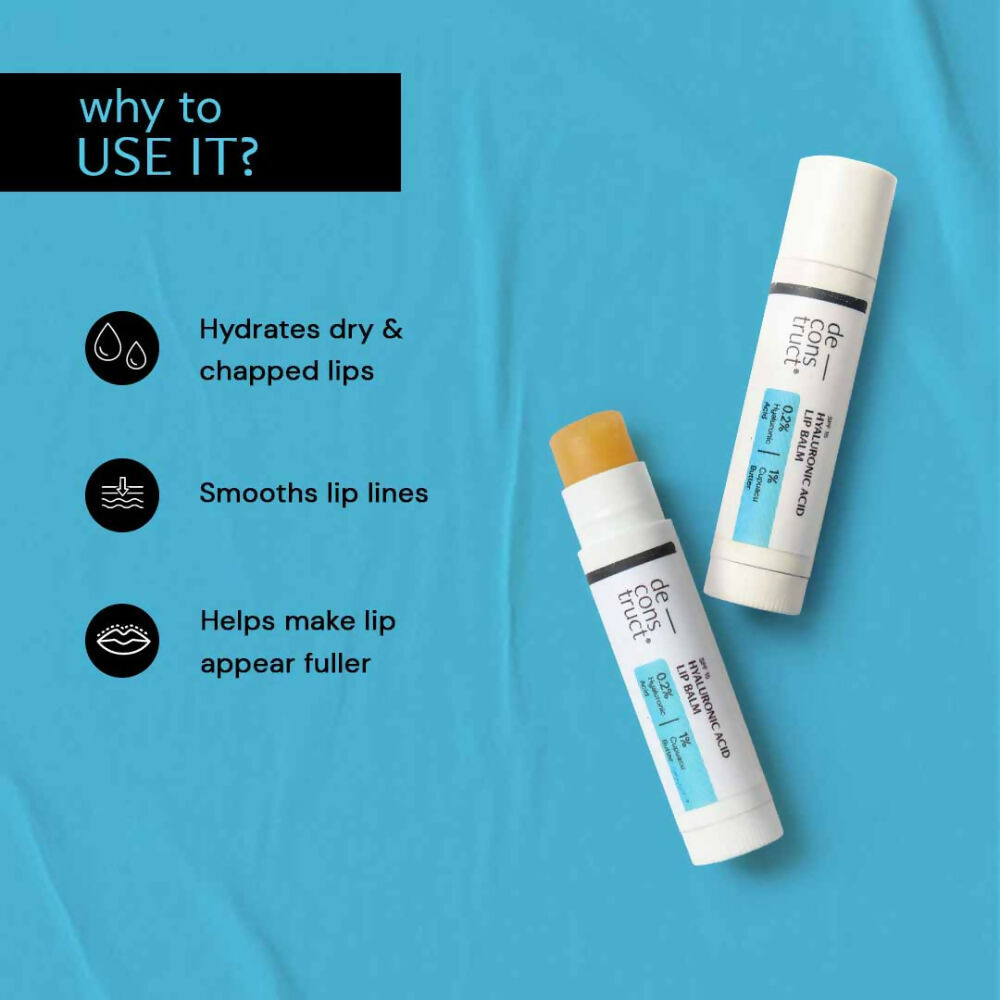 Deconstruct Hyaluronic Acid Lip Balm With 1% Cupuacu Butter - For Fuller lips, Dry Lips, Reduces Flakiness | Grocsy