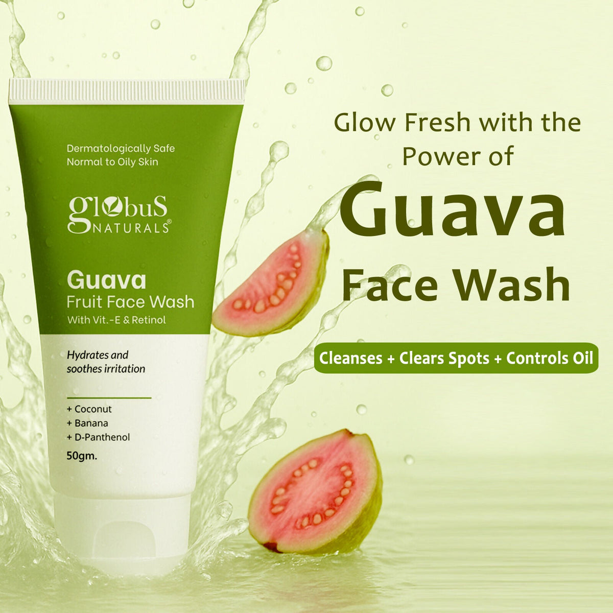 Globus Naturals Guava Fruit Face Wash with Vitamin E & Retinol | Grocsy