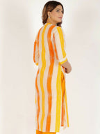 Aramya Yellow Soft Cotton Checkered Straight Kurta for Women | Grocsy