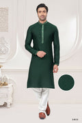 Functional Designer Men's Green Jacquard Kurta With Pant - Rudra | Grocsy
