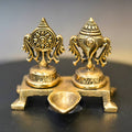 Brass Shank Chakra Diya With Single Wick | Grocsy