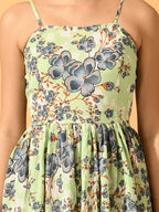Myshka Women's Lime Green Fit and Flare Party Dress | Grocsy