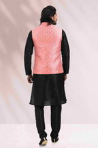Raivat Ethnic Jacquard Banarasi Silk Woven Work 3 Pics Jacket Set In Pink Colour | Grocsy
