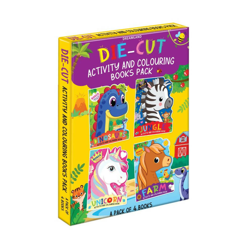 Dreamland Die-cut Activity and Colouring Books Pack- A Pack of 4 Books : Children Interactive & Activity Book | Grocsy