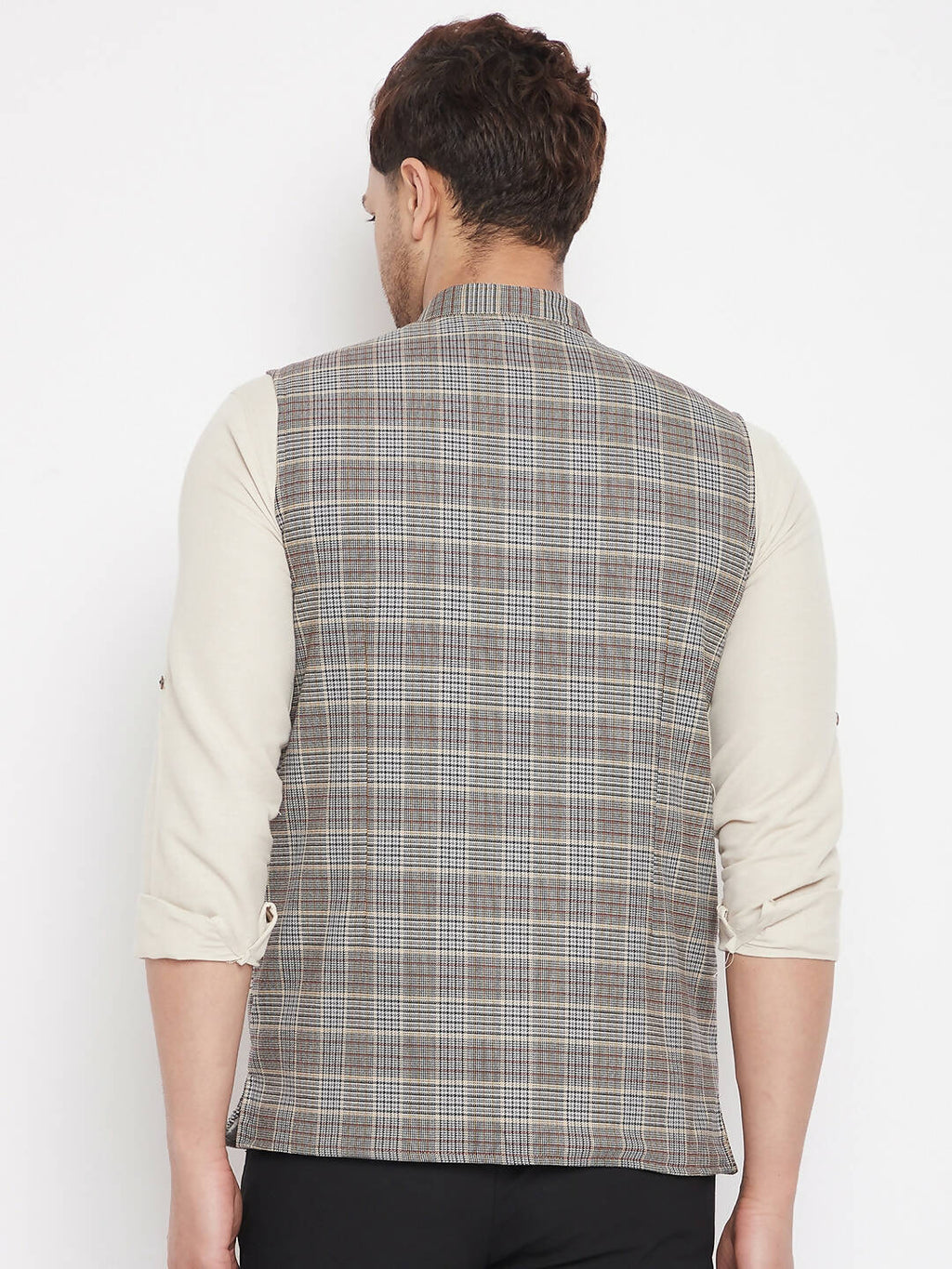 Even Apparels Brown Merino Men Woven Nehru Jacket PW729 | Grocsy