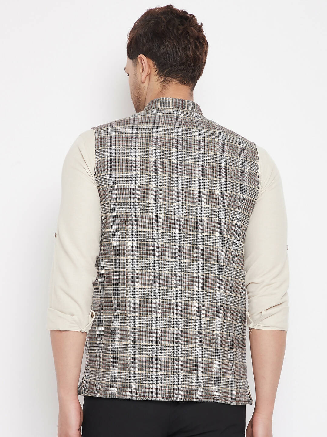 Even Apparels Brown Merino Men Woven Nehru Jacket PW729 | Grocsy