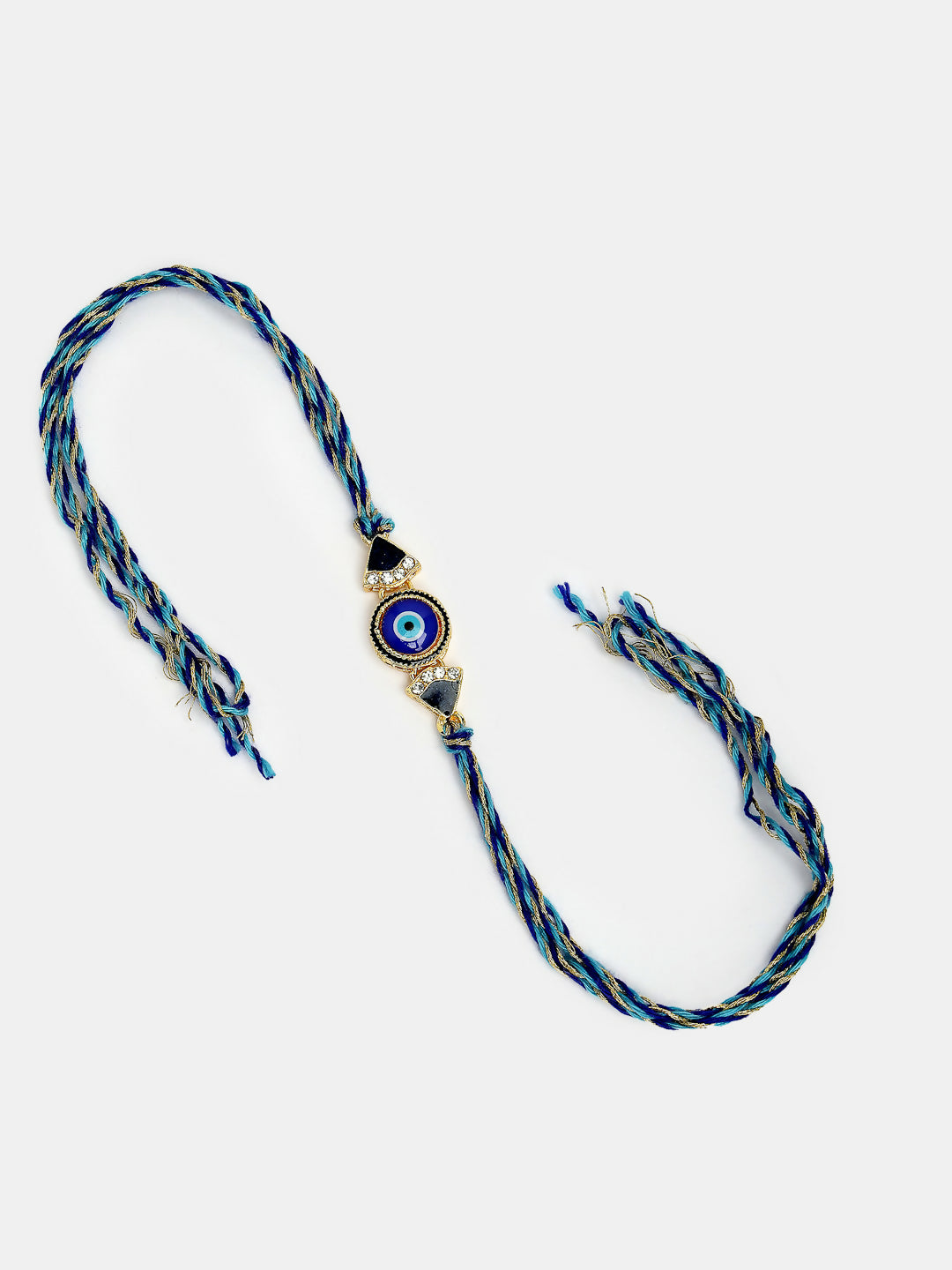 NVR Women & Men Set of 2 Blue Evil Eye Bhaiya Bhabhi Rakhi With Roli Chawal & Chocolate | Grocsy