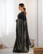 Black Georgette Designer Sequence Embroidery Work Saree - Sitare | Grocsy
