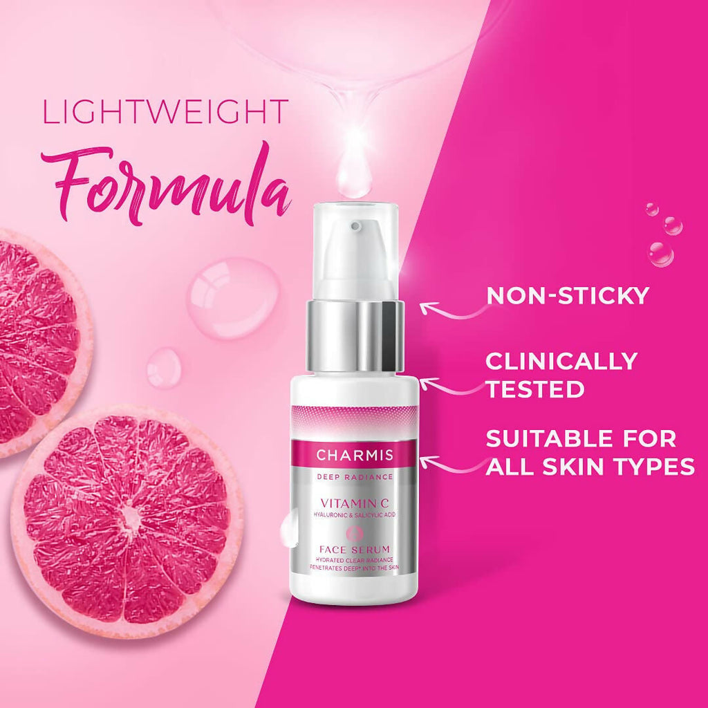 Charmis Deep Radiance Vitamin C Face Serum With Hyaluronic Acid and Salicylic Acid | Grocsy