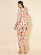 Janasya Women's White Cotton Floral Printed Casual A-Line Co-ords | Grocsy