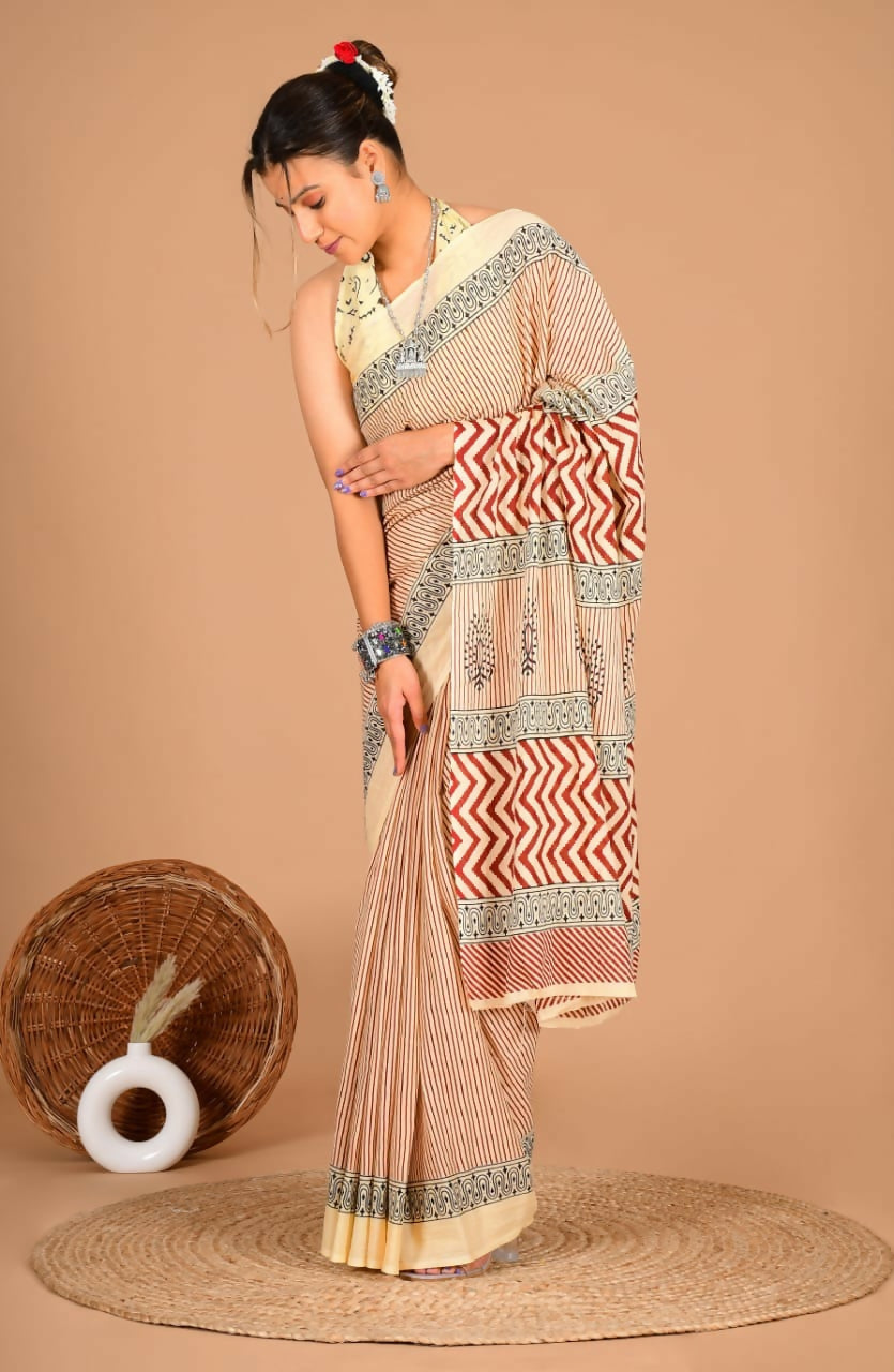 Exclusive Collection Off White Beautiful Mulmul Cotton Saree | Grocsy